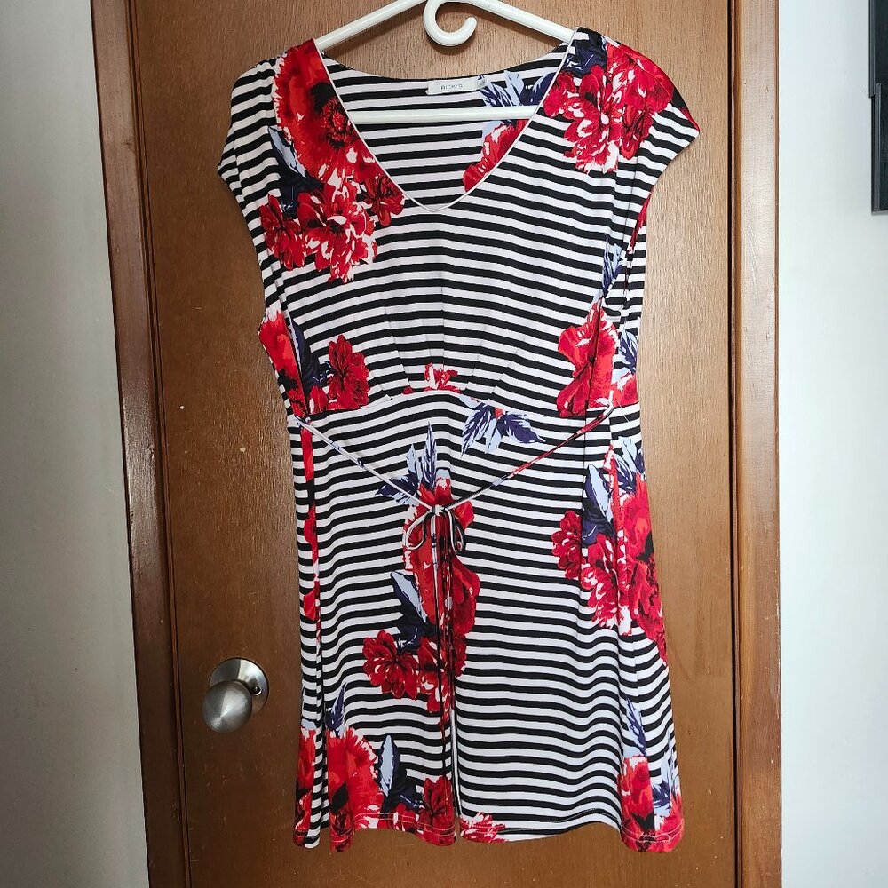 Ricki's Striped Floral Dress Size L